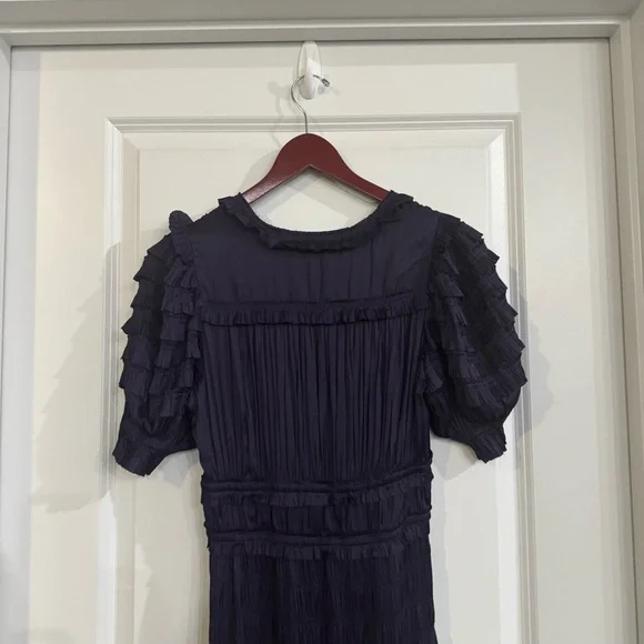 Ulla Johnson Olivia Dark Purple Satin Maxi Dress